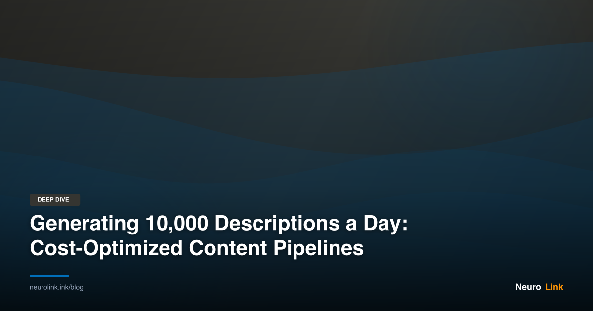 Generating 10,000 Descriptions a Day: Cost-Optimized Content Pipelines