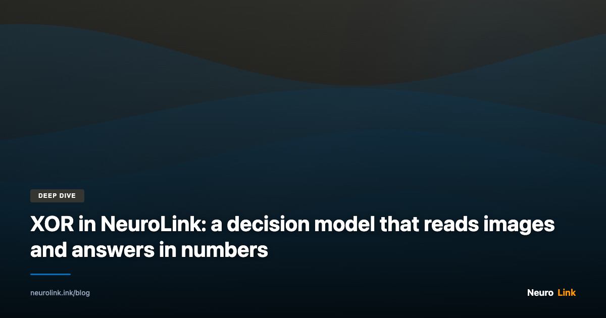 XOR in NeuroLink: a decision model that reads images and answers in numbers.